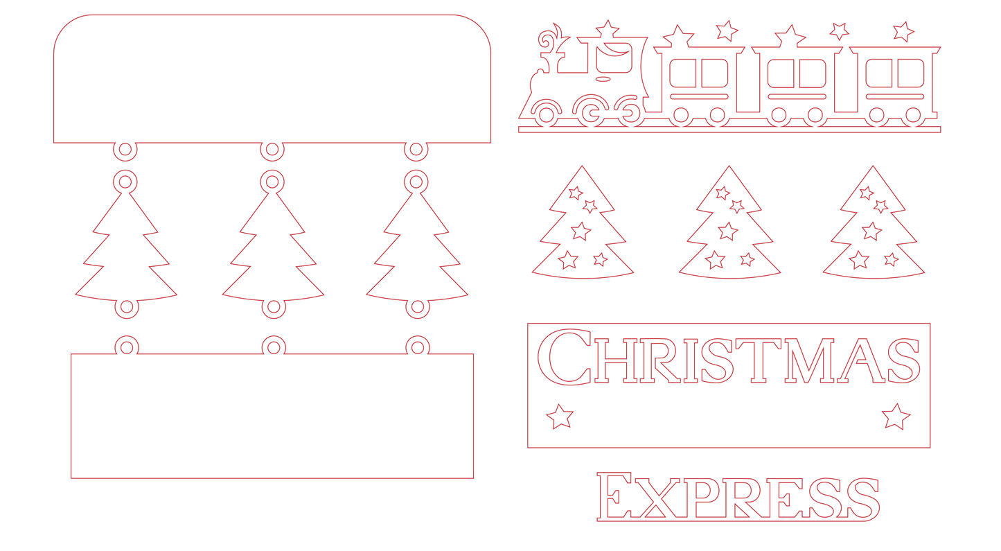 Hanging Sign "Christmas Express Trains"