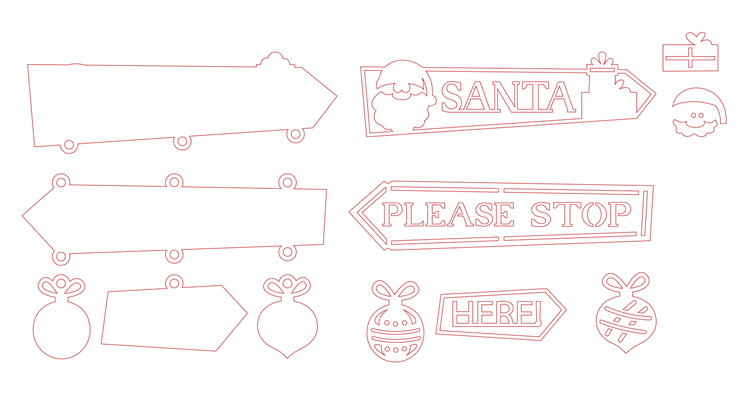 Hanging Sign "Santa Please Stop Here" HS-01