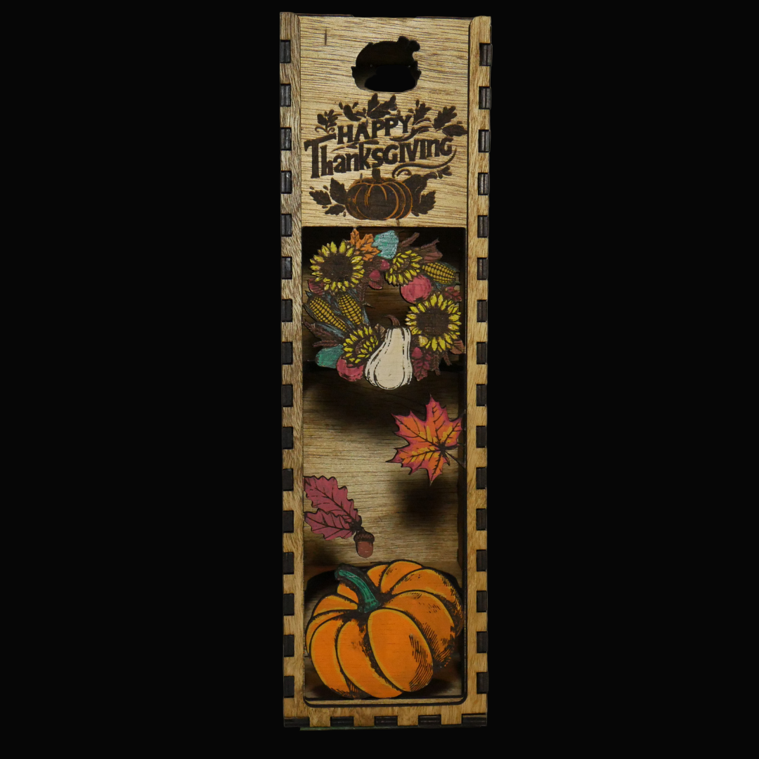 Wreath and Pumpkin Wine Box