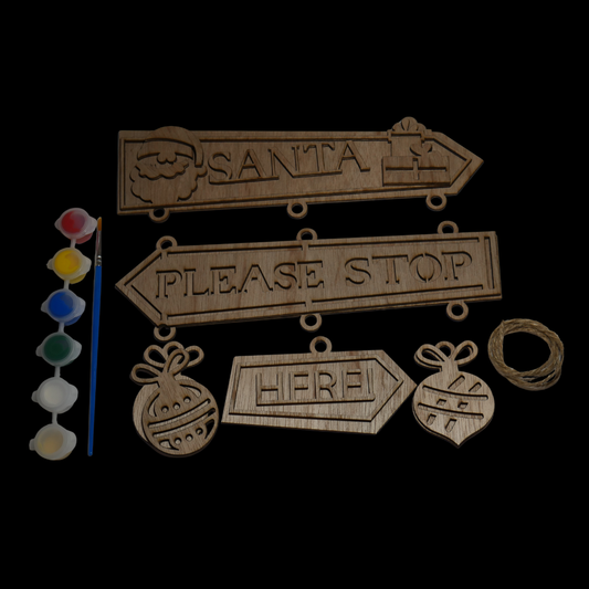 Hanging Sign "Santa Please Stop Here" HS-01