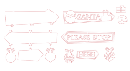 Hanging Sign "Santa Please Stop Here" HS-01