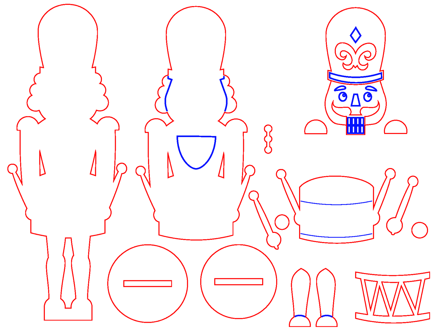 12″ Layered Wooden Nutcracker Craft Kit "Drum"